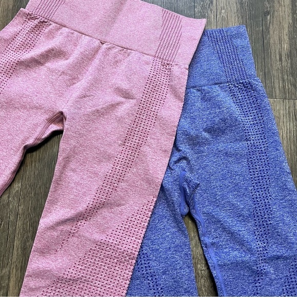 Women’s Set of Pink & Purple Activewear Compression High Waist Leggings Pants S - Picture 4 of 10